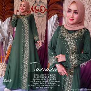 LESTARIJAYA Gamis Jersey Model Bordir Dress Taman Jumbo XL XXL XXXL LD 110 LD 120 LD 130