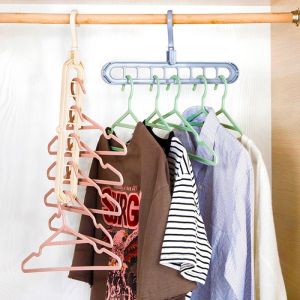 Multifunction Clothes Hanger Folding Magic Wardrobe Drying Clothes Home Storage Holder 9 holes Rotating Cloth Hanger Clothes Organizer