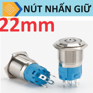 Nút nhấn giữ Inox 304 LED đỏ 22mm 220V 5 chân V2