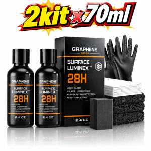 GRAPHENE SERIES SURFACE LUMINEX 28H is an advanced automotive graphene paint coating designed to enhance gloss water repellency surface smoothness and everyday paint protection.
