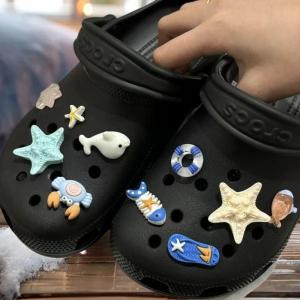 LYM Cute Summer Ocean Series Set Shoes Buckle Decoration DIY Removable Slippers Accessories Gift