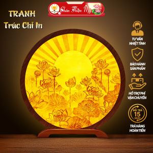 Đèn Hào Quang Trúc Chỉ In Hoa Sen CHÂN THIỆN MỸ Trang Trí Tượng Phật Bàn Thờ Gia Tiên TC-HQ-133