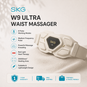 SKG W9 Ultra 4D Hybrid Waist Massager with 8 Titanium Heads and Infrared Heat Relief