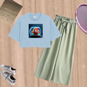 Outfit Anak Cewek 11-15 Tahun Kece 1 Set Motif Fish In Aquarium