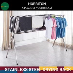 Dilipat/Boleh Dipanjangkan Keluli Tahan Karat 160Cm-240Cm Tiga Tiang Pengeringan Rak Kain/Rak Penyidai Baju Baju keluli Tahan Karat