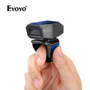 Eyoyo 1D 2D Wearable Ring Barcode Scanner Upgrade Portable Mini Finger Bar Code Reader with 2.4GHz Wireless & Bluetooth & USB Wired Connection Fast Scanning for iPhone iPad Android iOS for Warehouse