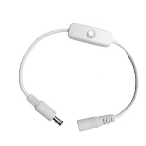 DC5521สายไฟขนาด5.5X2.1มม. ตัวผู้ไปยังตัวเมียพร้อมสวิตช์สำหรับสายไฟไฟแอลอีดีลายขวางอุปกรณ์อิเล็กทรอนิกส์