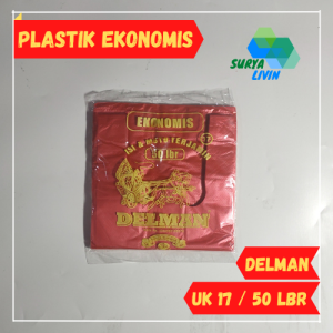 Kantong Plastik Kresek Delman Ekonomis Uk. 17 Merah isi 50 lembar