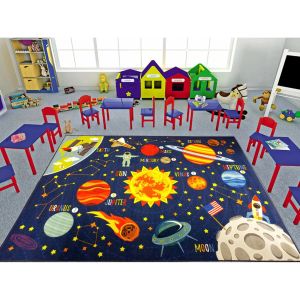 Cartoon Cute Baby Letter Jumping House Carpet Digital Learning Classroom Carpet Planet Carpet