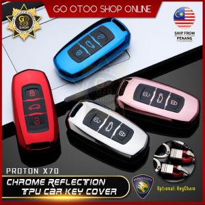 Proton X70 Chrome Reflection TPU Car Smart Key Cover Protector Casing Remote Key Case Car Accessories Aksesori Kereta