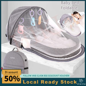 Portable Baby Bed Safety Isolation Multifunctional Outdoor Folding Bed Travel Bed with Mosquito Net
