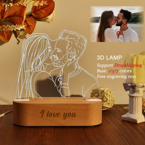 Personalized 3D Photo Lamp Engraving Base Custom Valentines Day Wedding Anniversary Birthday Christmas 3D LED Night Light Gift