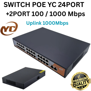 SWITCH POE 24 Port 2 Uplink 100Mbps/1000Mbps Gigabit Switch Hub POE Dukungan IEEE802.3AF/AT 450W Premium Quality