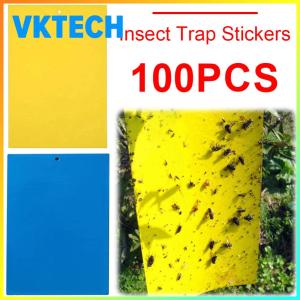 Durable Electric Insect Trap 100 Pack Double Sided Sticky Traps for Garden and Patio Pests Including Gnats and Fruit Flies 20x15cm