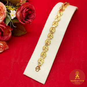 สร้อยข้อมือทองลายจิกตัดลาย ความยาว 6.5 นิ้ว ชุบทอง ข้อมือเลส งานสวย ทำจากทองเหลือง ข้อมือแฟชั่น ใช้ได้ทุกโอกาส