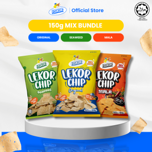 [Mix Bundle of 3] Fiskors Lekor Chips Original + Mala + Seaweed - (Size: 150g) (Halal Certified)