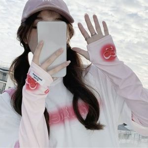 1 Pair Womens Fashion Cute Butterfly Sleeves Ice Silk Arm Sleeve UV Sun Protection Outdoor Hiking Driving Arm Sleeves