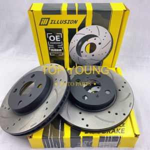 PERODUA NEW ALZA (2014-2019) FRONT (FW) (DEPAN) DISC ROTOR AND BRAKE PAD SPORT SLOTTED & DRILLED ANTI RUSTING ILLUSION BRAND THAILAND