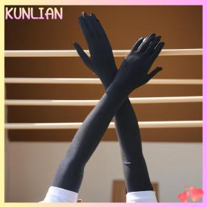 [KUNLIAN] High Elastic Spandex Sun Protection Long Gloves Party Nightclub Wedding Performance Black Gloves