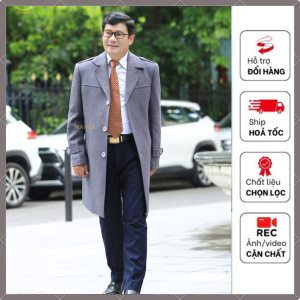 Măng Tô Nam Dáng Dài Áo Mangto Dạ Nam Trung Niên Cao Cấp Chất Liệu Dạ Lông Cừu Nhập Khẩu