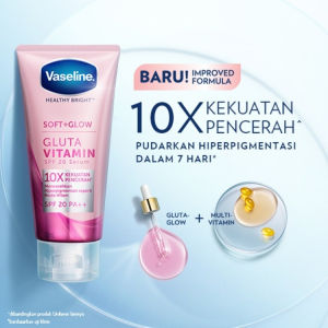 VASELINE Healthy Bright SOFT+ GLOW Gluta Vitamin SPF20+ Serum 10X Kekuatan Pencerah Fight Hyperpigmentation in 7 Days Body Lotion Cream | 100 ML | 180 ML