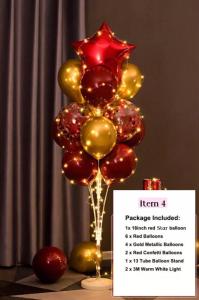 [SG READY STOCK]150cm Balloon Stand with balloons and fairty lights Luminous Floating Column Balloon Birthday Decoration Scene Layout Shop Opening Wedding Party Road Lead Bracket