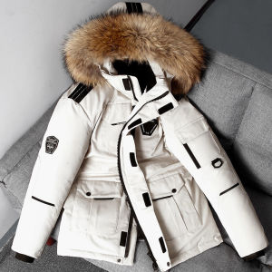 YCING -Áo Khoác Phao Mùa Đông Giữ Ấm 30 Độ Áo Khoác Parka Lông Vịt Màu Trắng Cho Nam 90% Áo Khoác Mùa Đông Cho Nữ Áo Khoác Đi Tuyết Dày Cổ Lông Dài Trung Bình Cho Nam Áo Khoác Đôi Mùa Đông