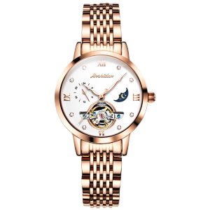 JSDUN 8832 Women Mechanical Fashion Watch Gift Stainless Steel Watchband Round-dial Wristwatch