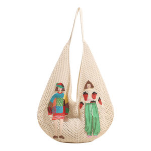 LOOYOYU Tas Rajut Handmade Motif Bohemian Girl - Tote Bag Knitted Style Korea