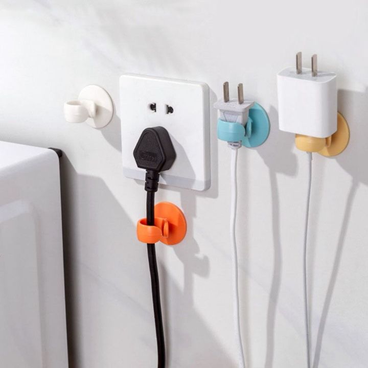 DOUBLEL Nail-free Plug Hook Non-marking Wall Adhesive Plug Storage Holder Multifunctional Plastic Power Plug Holder for Home