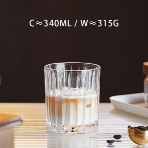Tầm nhìn 340ml/410ml iced mỹ cà phê thủy tinh ly whisky ly thủy tinh ins nước trái cây kính uống trong suốt kính sọc dọc kính thời trang xưa cocktail thủy tinh