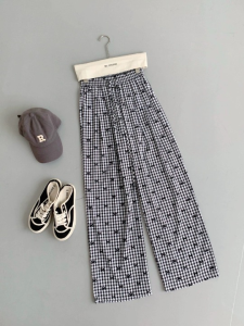 Quần nữ suông kẻ hoạ tiết nơ siêu xinh Quần dài chất cotton cực mát MS137