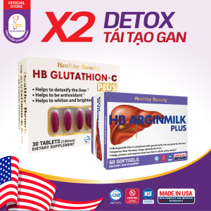 Combo "X2 Detox Tái Tạo Gan" (HB GLUTATHION - C PLUS - 30V + HB ARGINMILK PLUS - 60V)