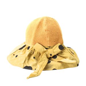 Topi Rajut Polkadot UV Protection C-15 untuk Pantai dan Outdoor Wanita