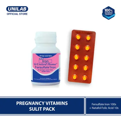 Pregnancy Vitamins Sulit Pack United Home Fersulfate Iron 100s + United Home Natafol Folic Acid 10s