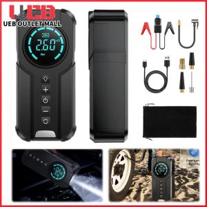 UEB เครื่องปั๊มลมไร้สาย 150PSI สำหรับรถและอุปกรณ์กีฬา 4-in-1 ชาร์จ USB ได้ น้ำหนักเบา พกพาสะดวก