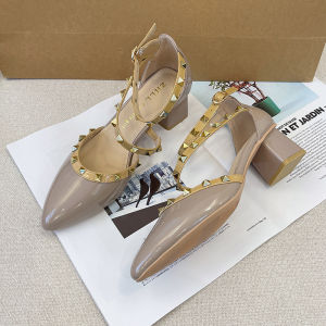 929-8 Purple Exquisite plus Size Womens Shoes Closed Toe Hollow Womens Shoes Fat Feet Thick Heel Rivet Womens Sandals 41-43㏇L0529