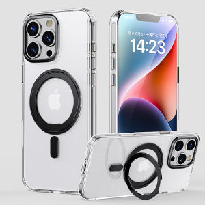 360 ° Rotatable Ring Stand Magnetic Phone Case For iPhone 17 Air  / 16 Pro Max Plus For MagSafe Kickstand Cover For iPhone 16e  / 17 Pro Military Grade Shockproof Translucent Matte Bracket Casing