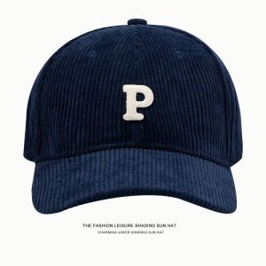 หมวกแก๊ปเบสบอลลูกฟูก American Style ปักอักษร P หมวกเบสบอล หมวกแฟชั่น ใส่สบาย 05-C19