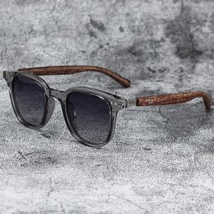 123ZOUUI Outdoor Street Photography Wood Grain Sunglasses UV Protection Square Frame Sun Glasses Trendy Cycling Eyewear for Women Men