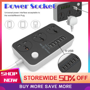 Power Strip Universal Extension Plug With 6 USB Ports 3 Output 3.4A & 2m UK Plug Charger Fast Charging Extension Socket