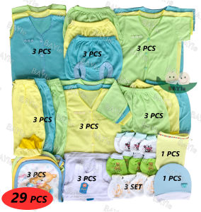 BAYIe -  29 PCS Paket Hemat Perlengkapan Baju Bayi Baru Lahir (New Born) Ekonomis dan Hemat PAKET POLOS WARNA 3 BOY/GIRL