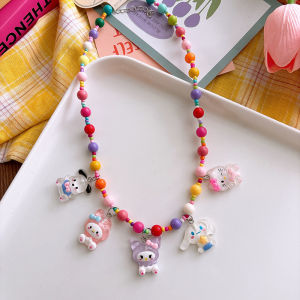 Sanrio Cute Cartoon Resin Childrens Necklace Colored Bead Girls Chain Accessories
