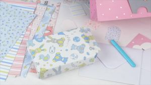 MAYPLUSS 16" Extra Large Gift Bag with Greeting Card and White Tissue Paper - Cute Baby Boy 3D Making Blue Elephant Theme Gift Bags for Baby Shower Birthday Celebration Newborn