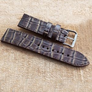 Tali Jam Tangan Kulit Sapi Motif Croco Coklat Uk20mm TJ31123 Garansi 1 Tahun