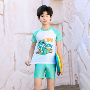 ชุดว่ายน้ำเด็กชาย/ชุดว่ายน้ำเด็กขาสั้นพร้อมหมวกฟรี 2-14ขวบ ราคาถูก‍️ VS1 【YOOMI KIDS】