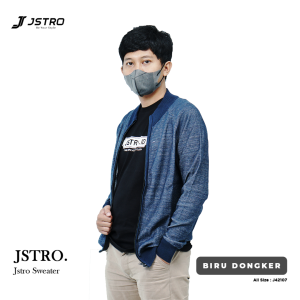Jstro Sweater Rajut Biru Dongker Polos