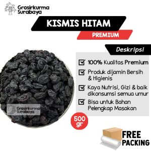 Kismis Hitam 500gr Premium Dark Raisin Enak Untuk Camilan Pengganti Permen Oleh-oleh Haji Umroh