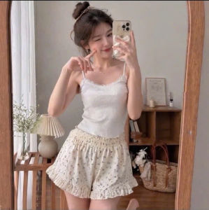 quần đùi thun bèo in hoa lưng thun vải đũi nhăn ảnh thật cuối y1