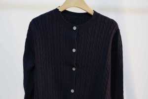 OXO Autumn RL Horse Logo Ralph Embroidered Twisted Knitted Cardigan Womens Cable-Knit Sweater Coat Slimming Short Top